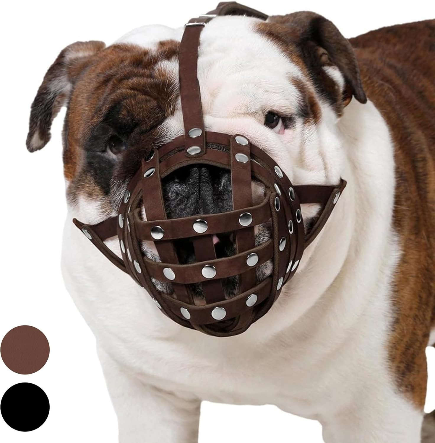 Breathable Handmade Leather Muzzle - Secure Anti-Barking Solution for Large Dogs