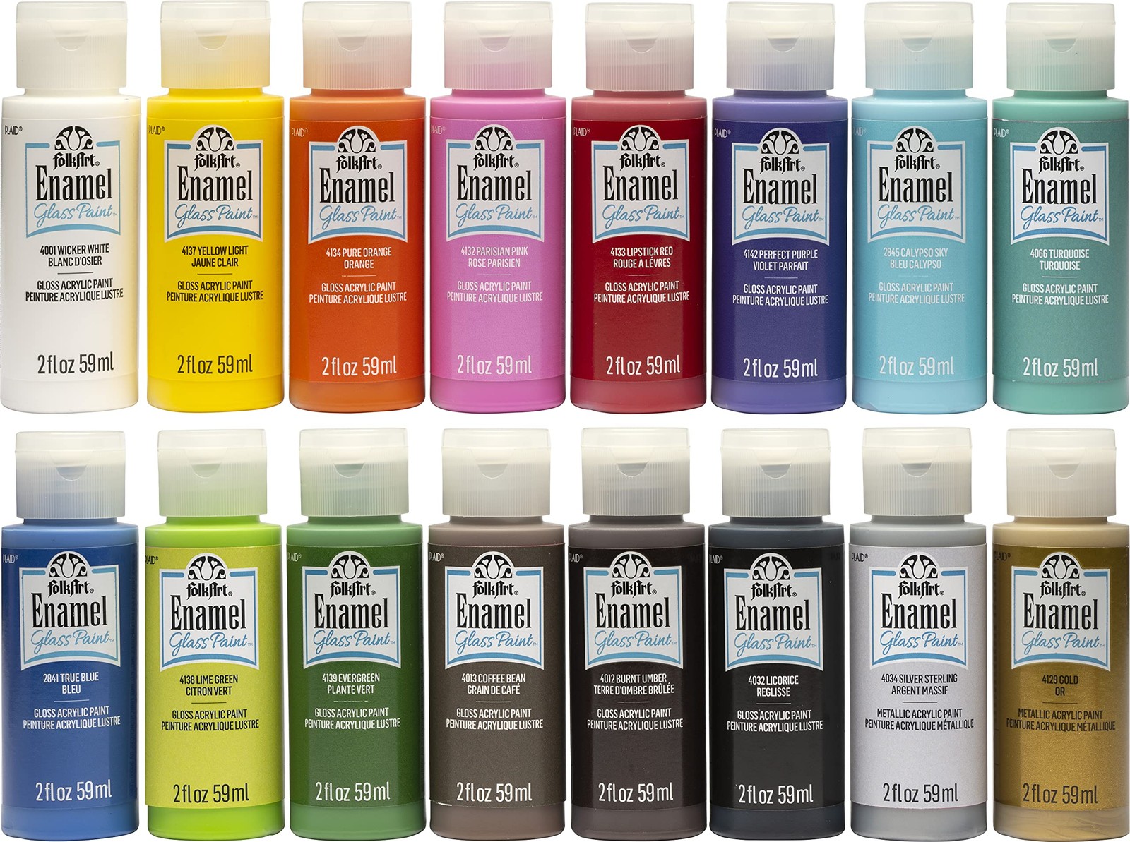 FolkArt Gloss Finish Acrylic Enamel Craft Set 16 Count (Pack of 1), Glass