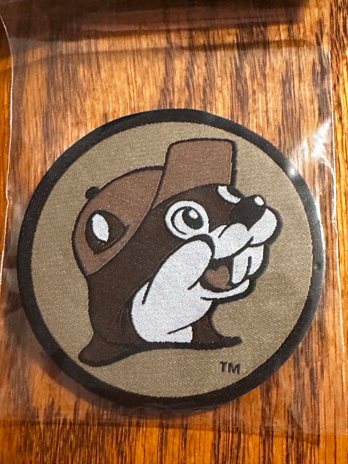 Buc-ee's Logo Morale Patch, Beige color scheme, Hook & Loop, NEW in Package!