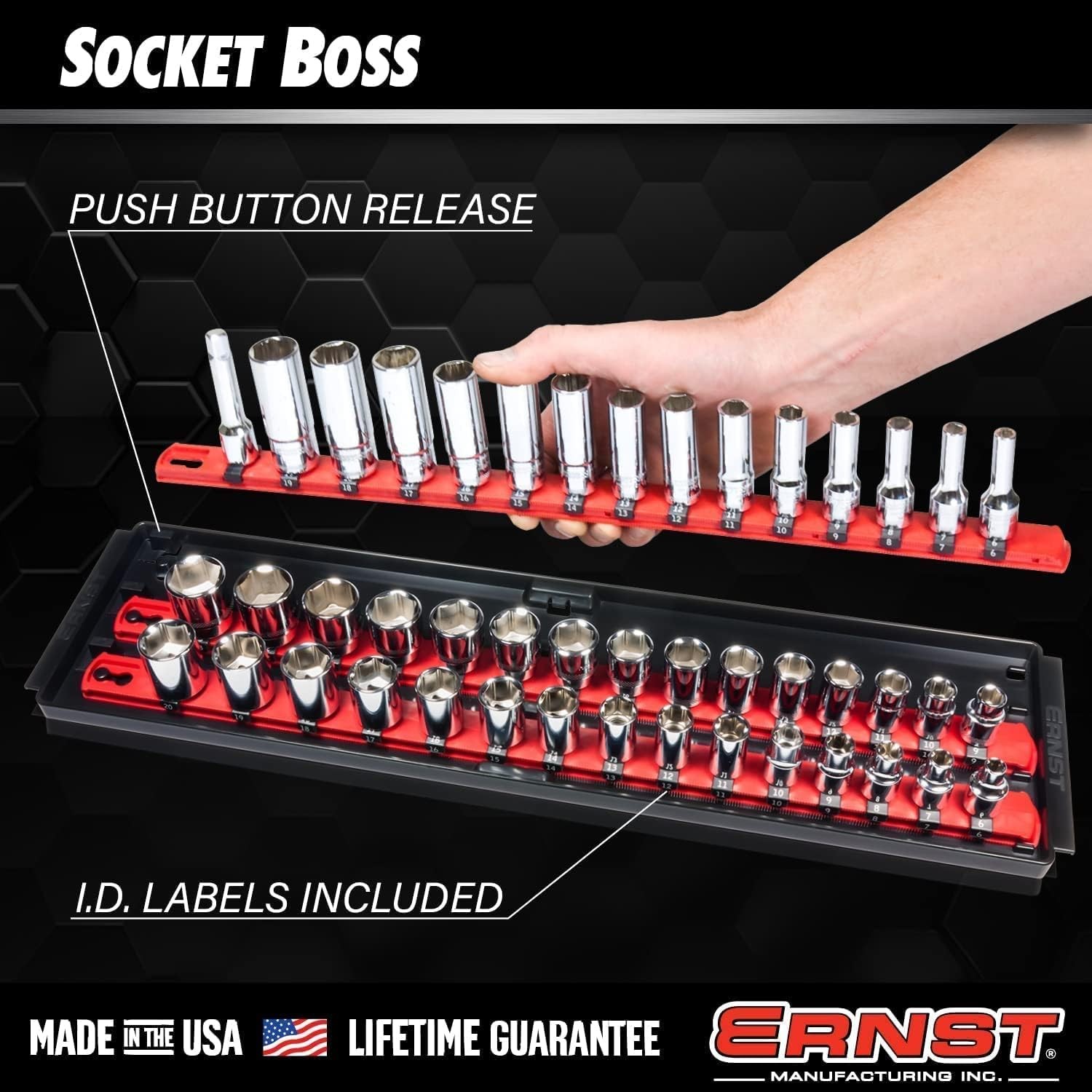 Socket Combo 3-Pack Tool Organizer with Twist-Lock Technology, Red,Model 8510A