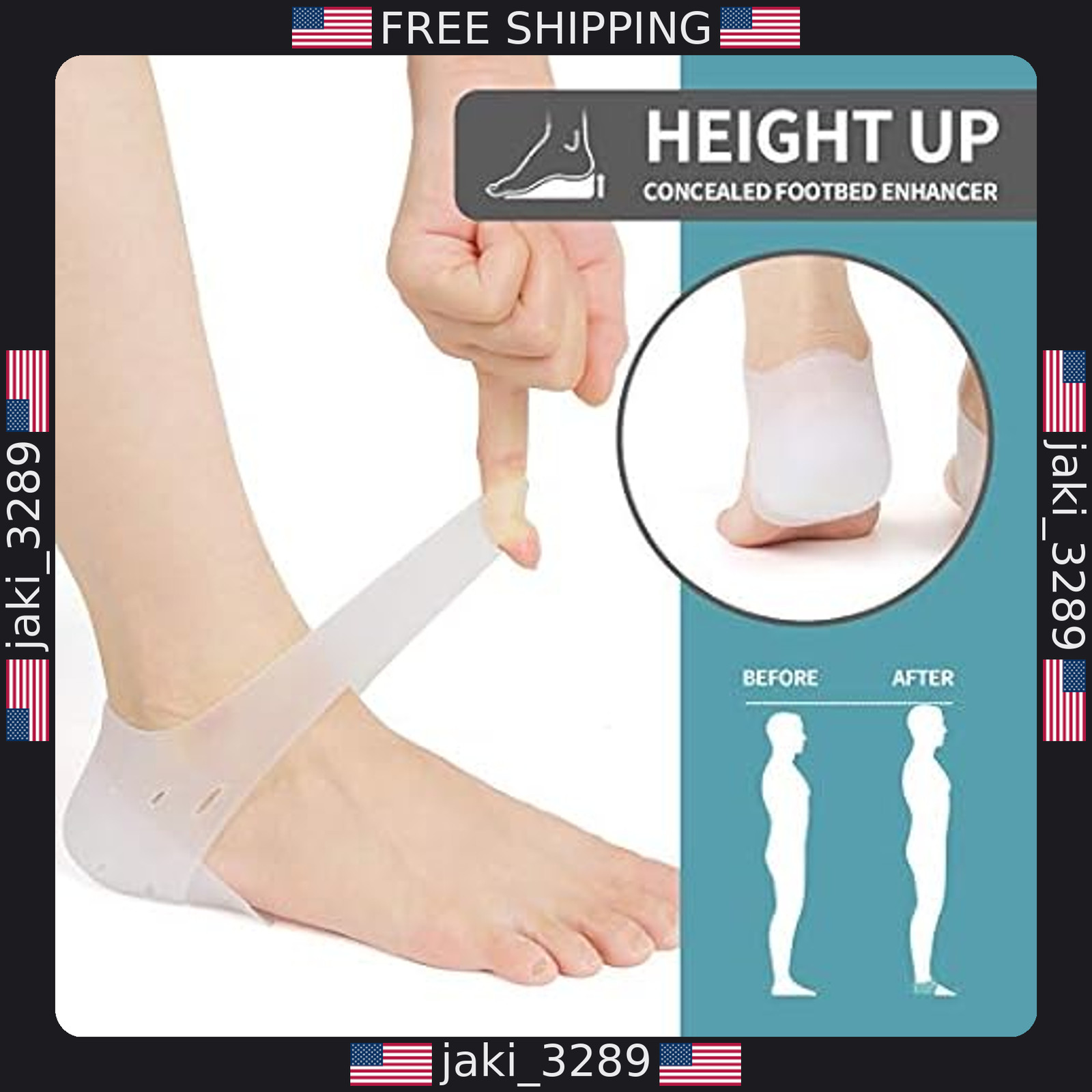 Height Increasing Silicone Heel Insoles - Comfortable Foot Elevators for All