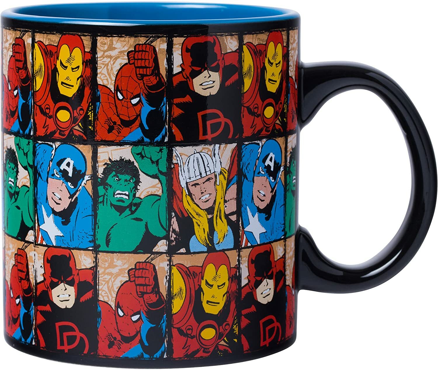Marvel Comics Grid All Characters 20 oz.Jumbo Ceramic Blue Inside Coffee/Tea Mug
