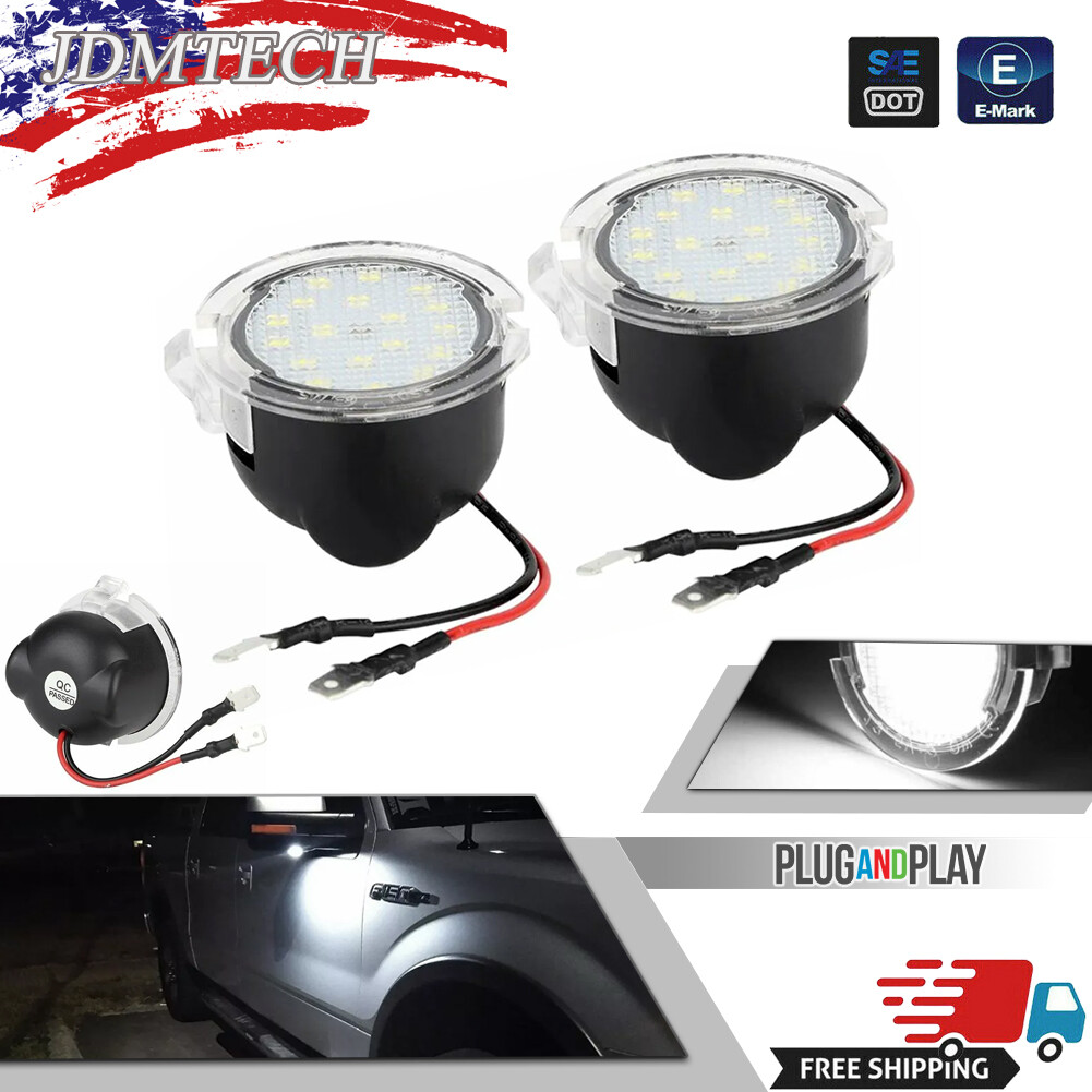 LED 6000K Side Rear View Mirror Puddle Lights For Ford F150 Explorer Edge Fusion