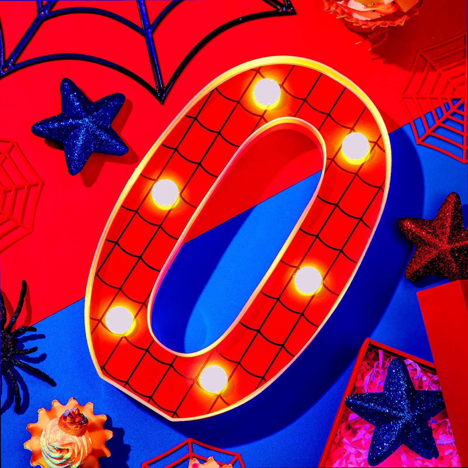 Spider LED Number 0 Light Birthday Party Decoration Marquee Night Lamp