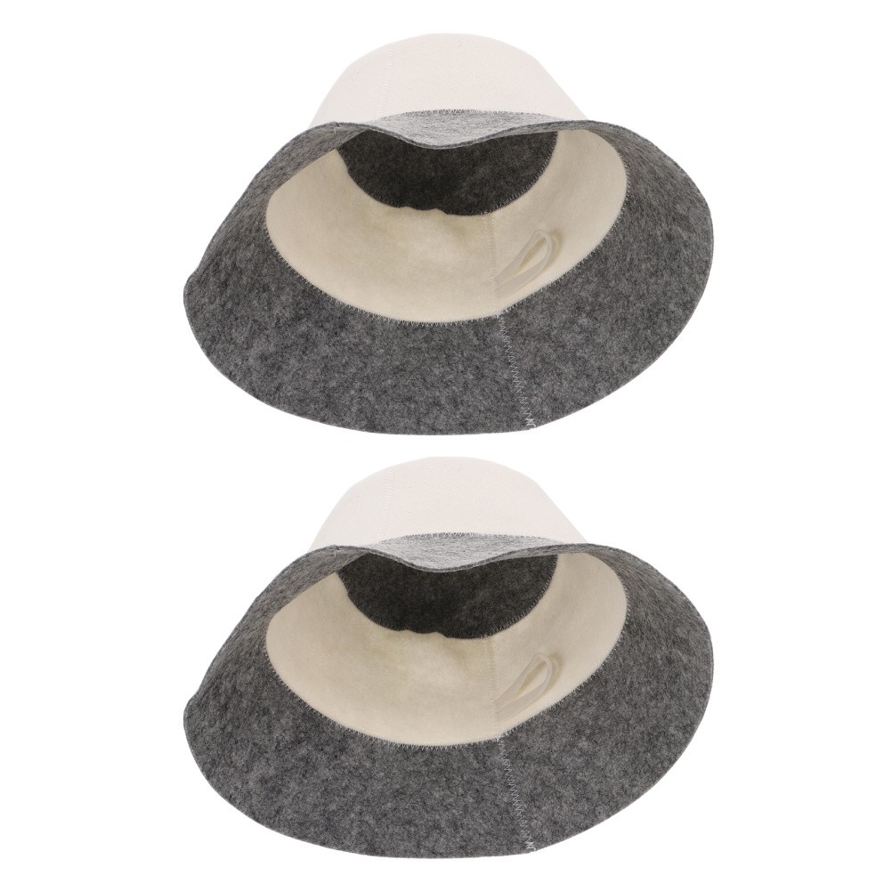 2pcs Felt Sauna Bath Cap Heat Insulation Absorbent Hat For Steam Room Use