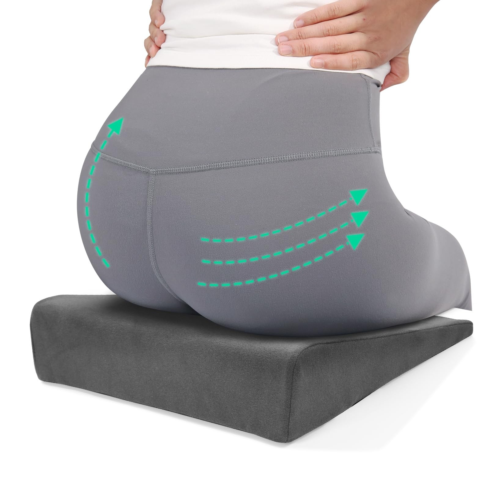 BUYUE Wedge Cushion for Butt Lift Women, 15.7"W x 12.6"D x 3"H, Dark Gray