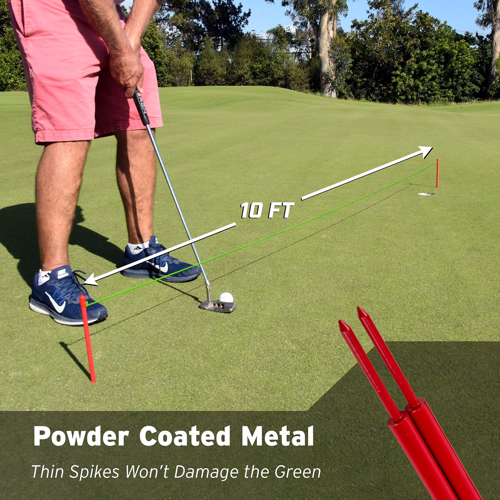 GoSports Down The Line 10 ft Putting String Guide - Golf Alignment Training A...