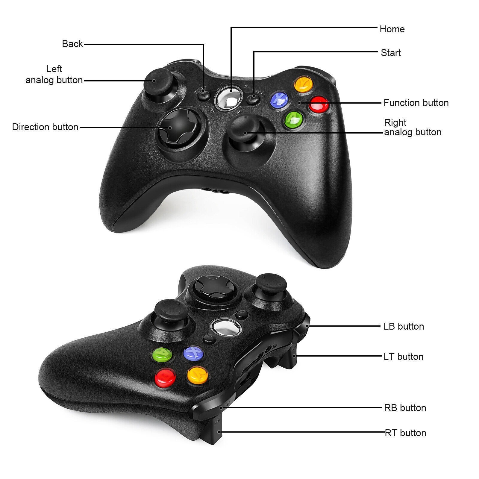 Wireless Controller For Microsoft Xbox 360 & 360 Slim Windows System PC Laptop
