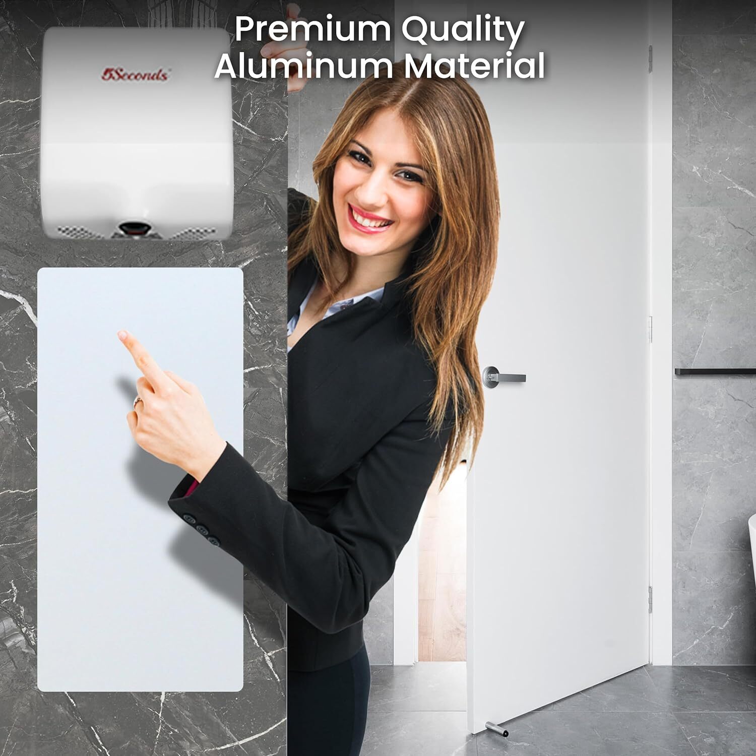 5seconds Double Sided Bathroom Hand Dryer Wall Splash Guard Aluminum Wall Guard