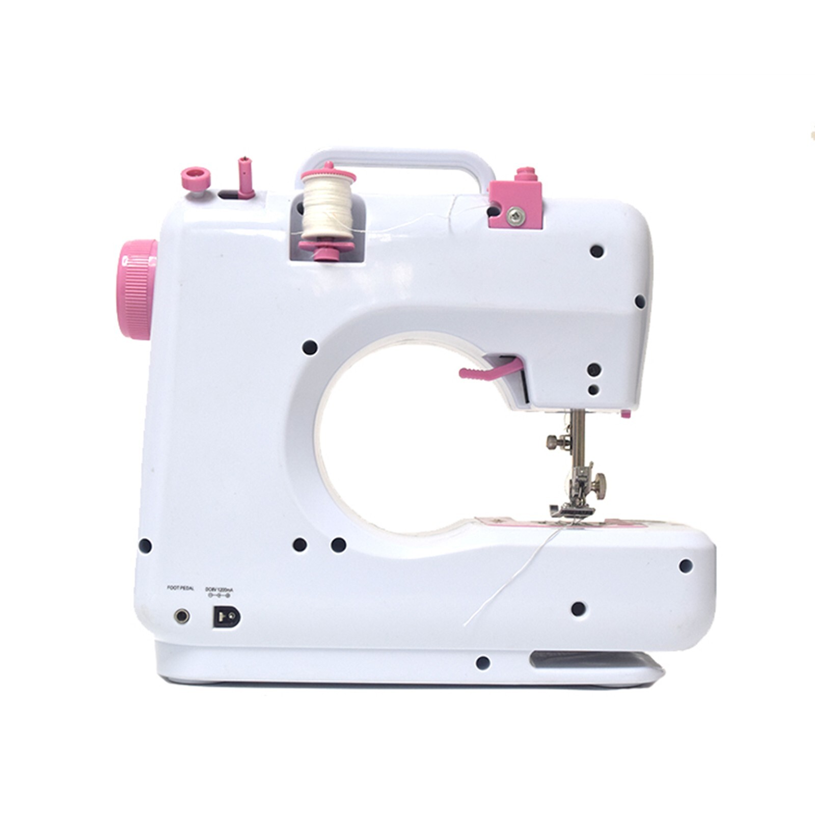 Mini Electric Sewing Machine 12 Stitches Double Thread Portable US Plug Pink