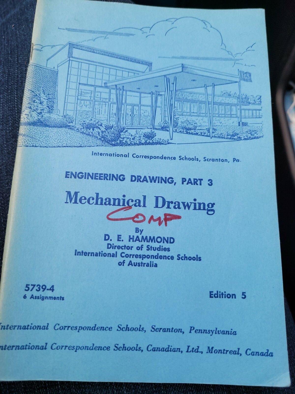 Engineering Drawing,  Part 3 Mechanical Drawing Hammond 5739-4 Ed 5 1968 VG SY83