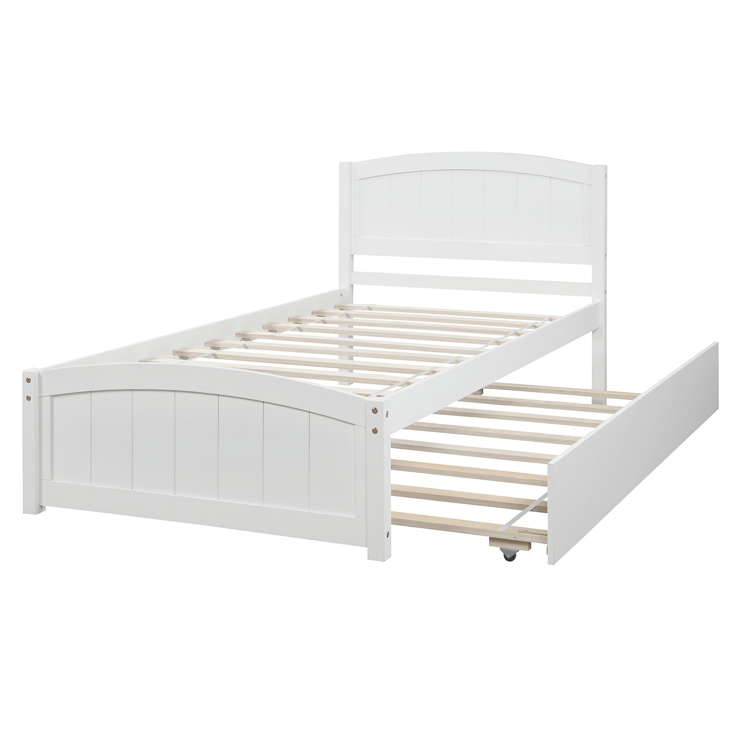 Twin size Platform Bed with Trundle White