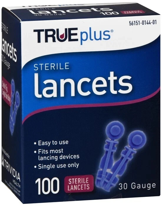 True Plus Lancets 30 Gauge 10 Boxes 1000 Lancets New in Box Exp. 10/31/2026