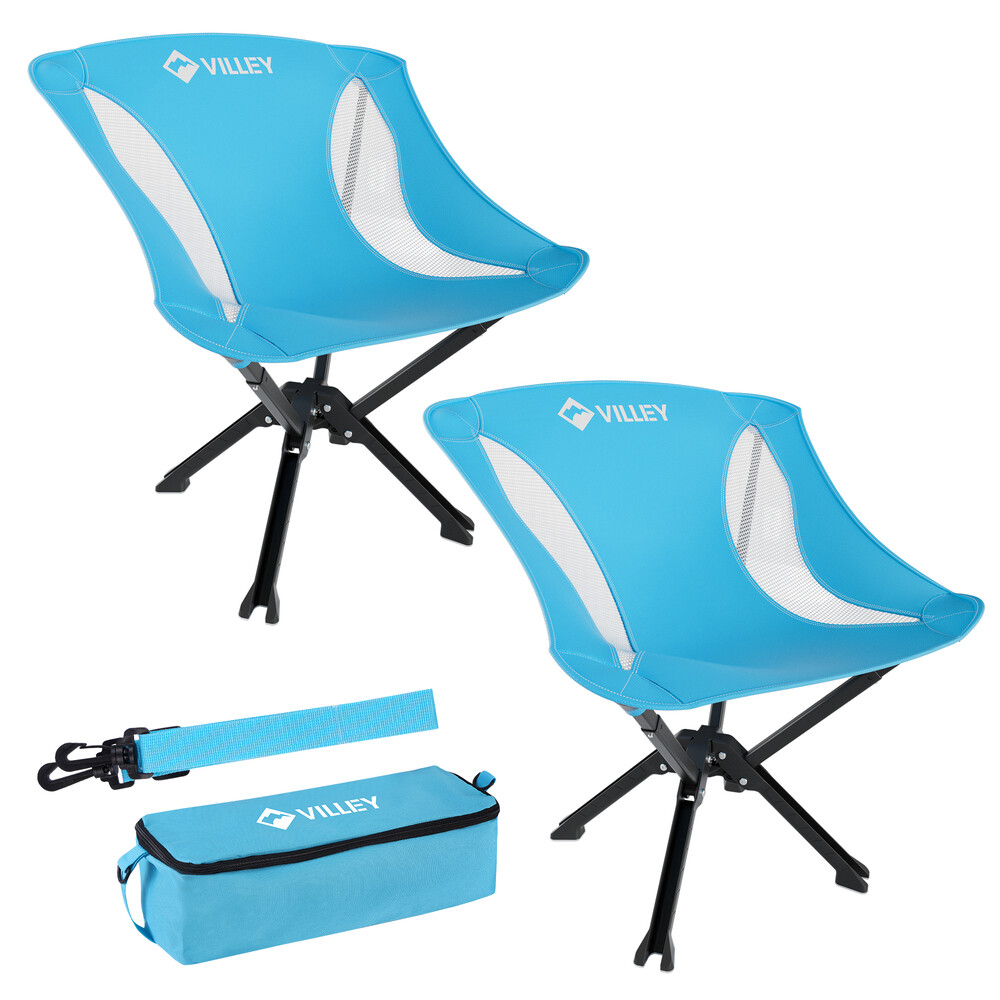 VILLEY 2-Pack Portable Folding Camping Chair No Assembly Quick Setup 330LBS Load