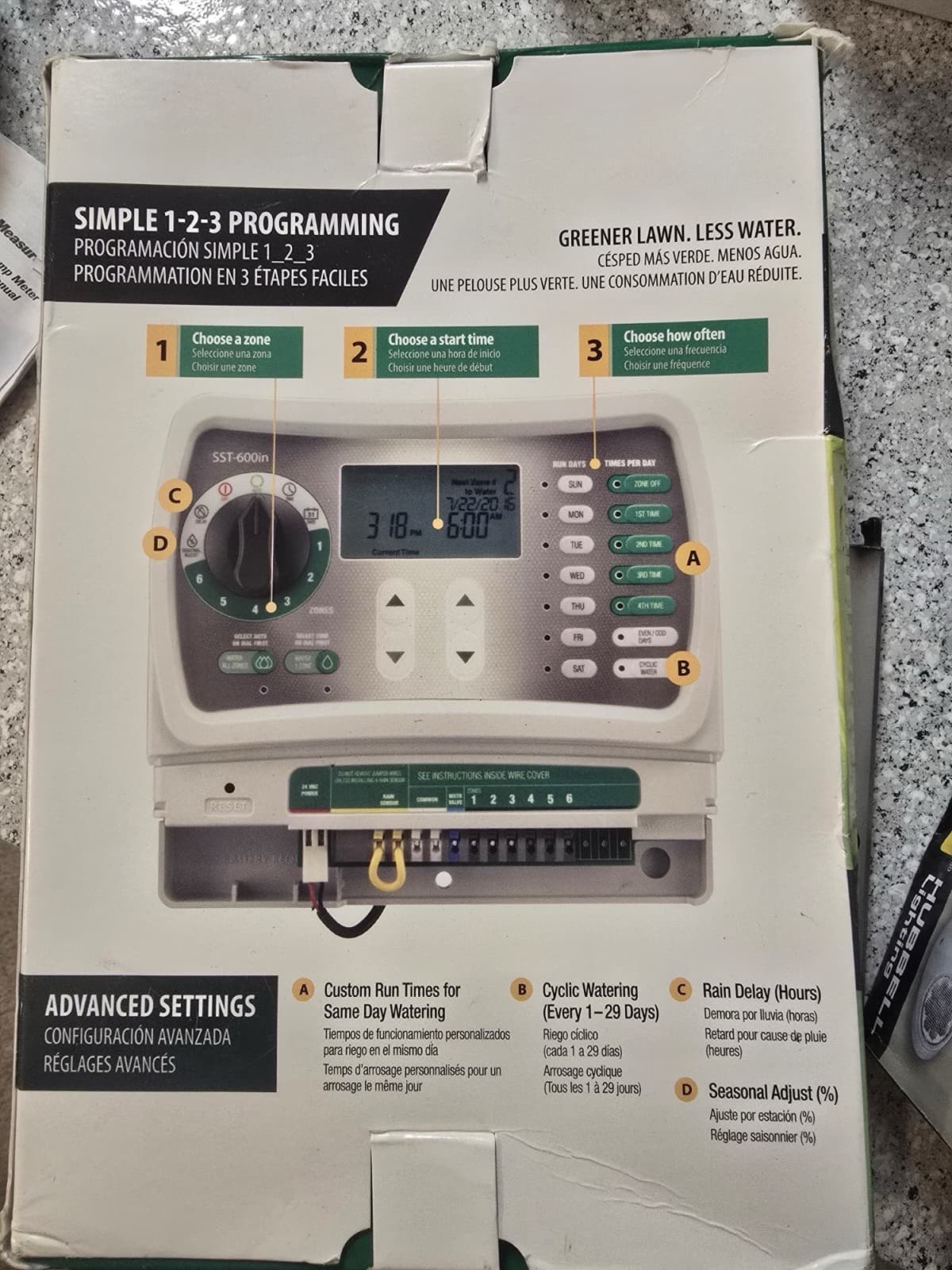 Rain Bird SST-600in Indoor Sprinkler Controller Timer 4-Zone Digital Display