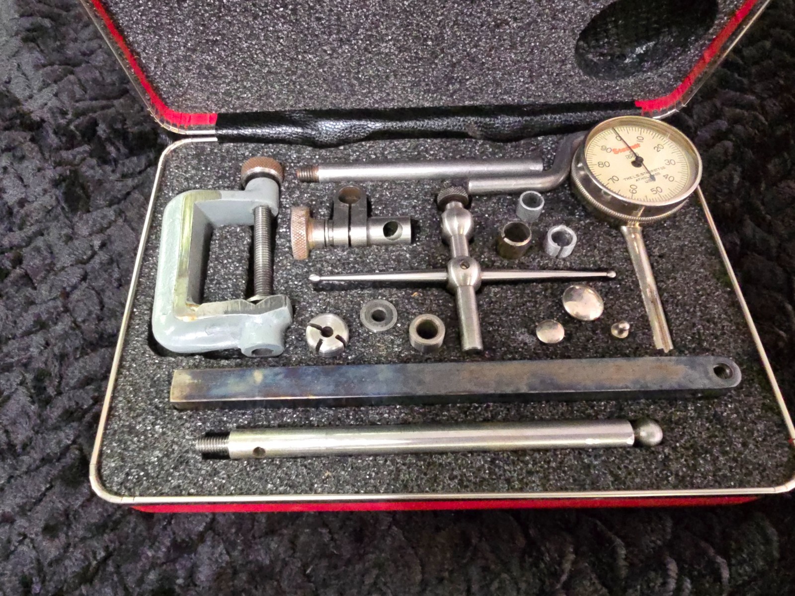 Vintage Starrett No 196 Dial Test Indicator Kit  Excellent Condition