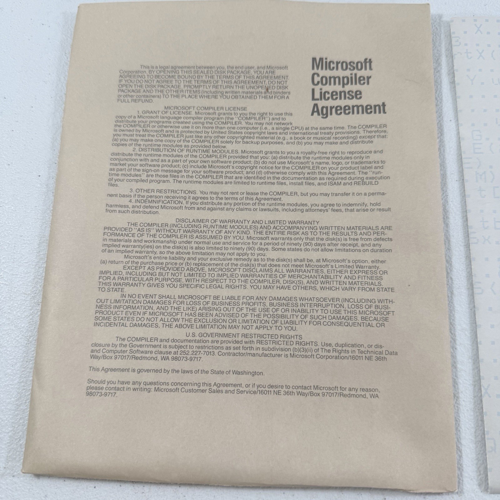 Microsoft Macro Assembler 5.0 MS-DOS Software 5.25" Diskette