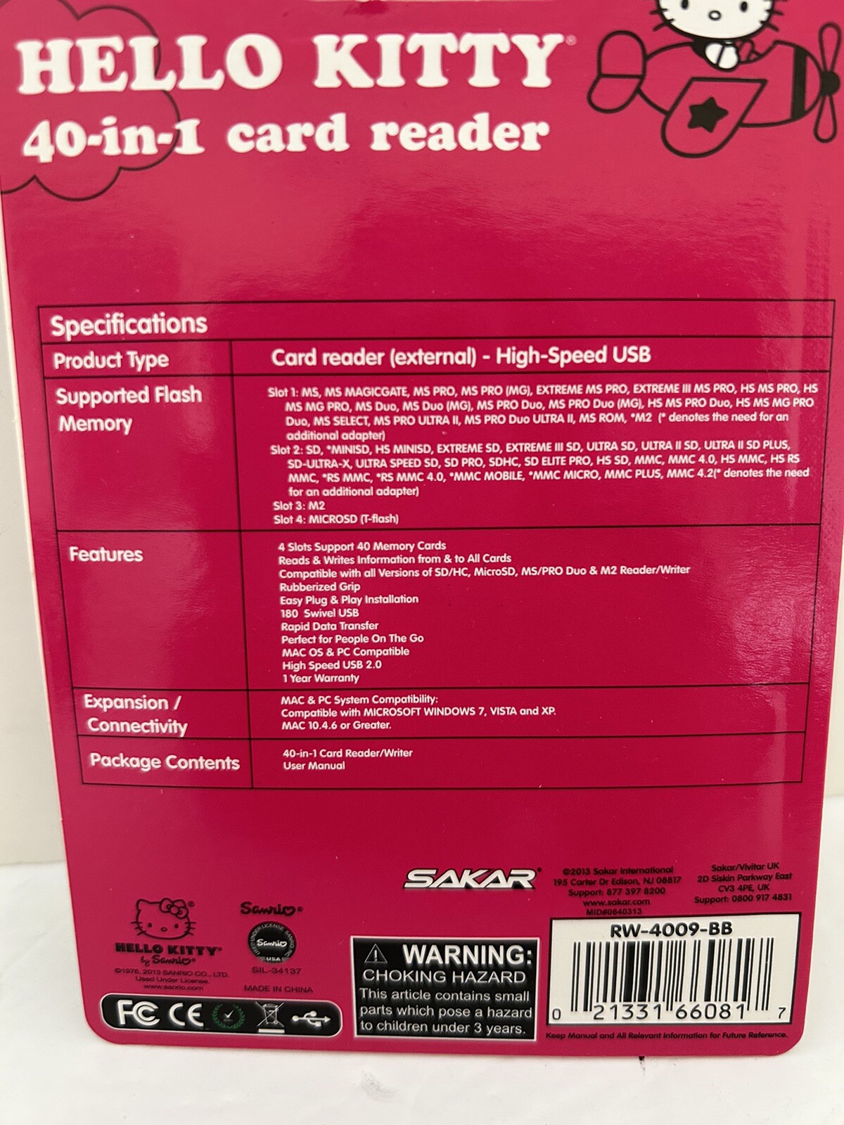 Hello Kitty USB 40 in 1 Card Reader
