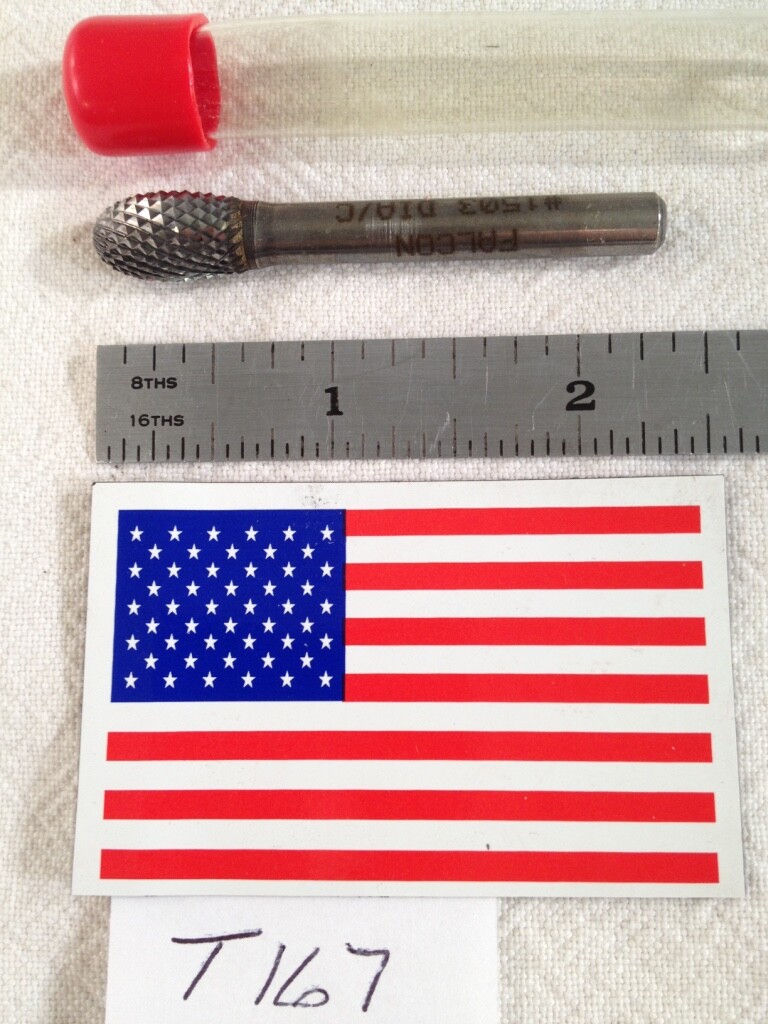 1 NEW FALCON / SGS 1/4" SHANK CARBIDE BURR. SE-3 DIAMOND CUT. END CUT (T167)