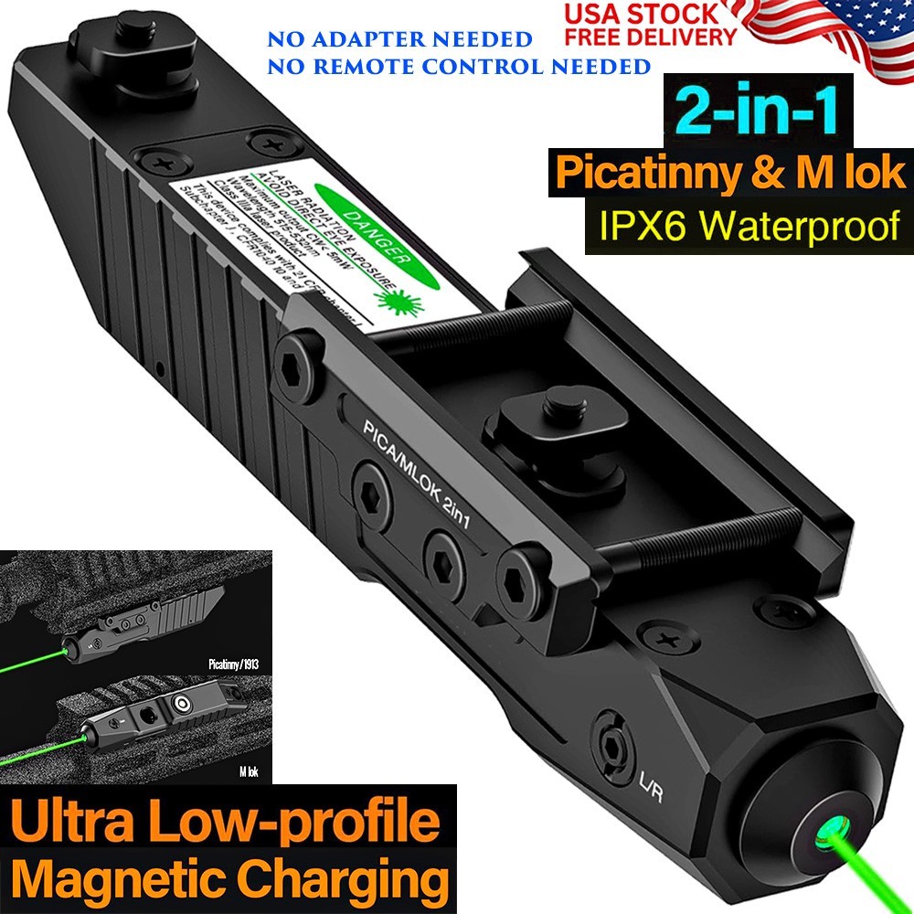 GREEN LASER SIGHT FOR M-LOK AND PICATINNY RAIL MOUNT MAGNETIC RECHARGEABLE RIFLE