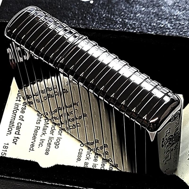 Zippo Armor Horizontal Stripe Black 4 Sided Continuous Processing Lighter Japan