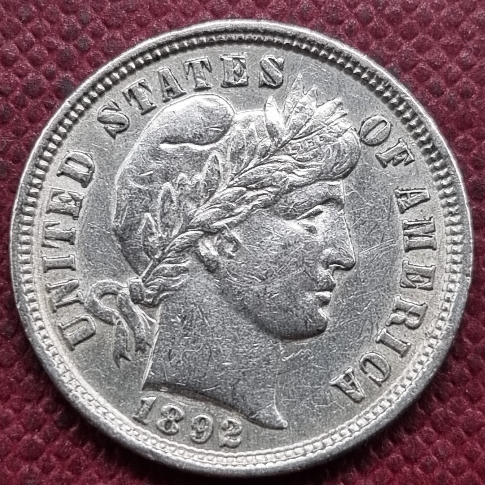 1892 Barber Dime 10c Higher Grade AU Details #84652