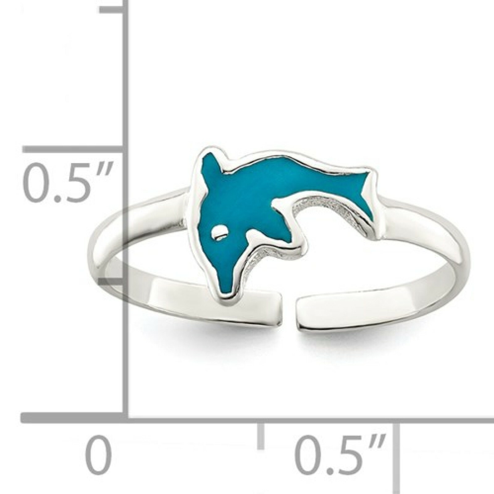 Sterling Silver 8MM Polished Enameled Dolphin Toe Ring
