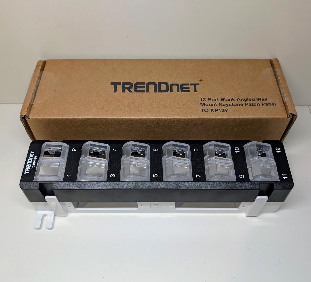 New TRENDnet 12-Port Blank Angled Wall Mount Keystone Patch Panel TC-KP12V