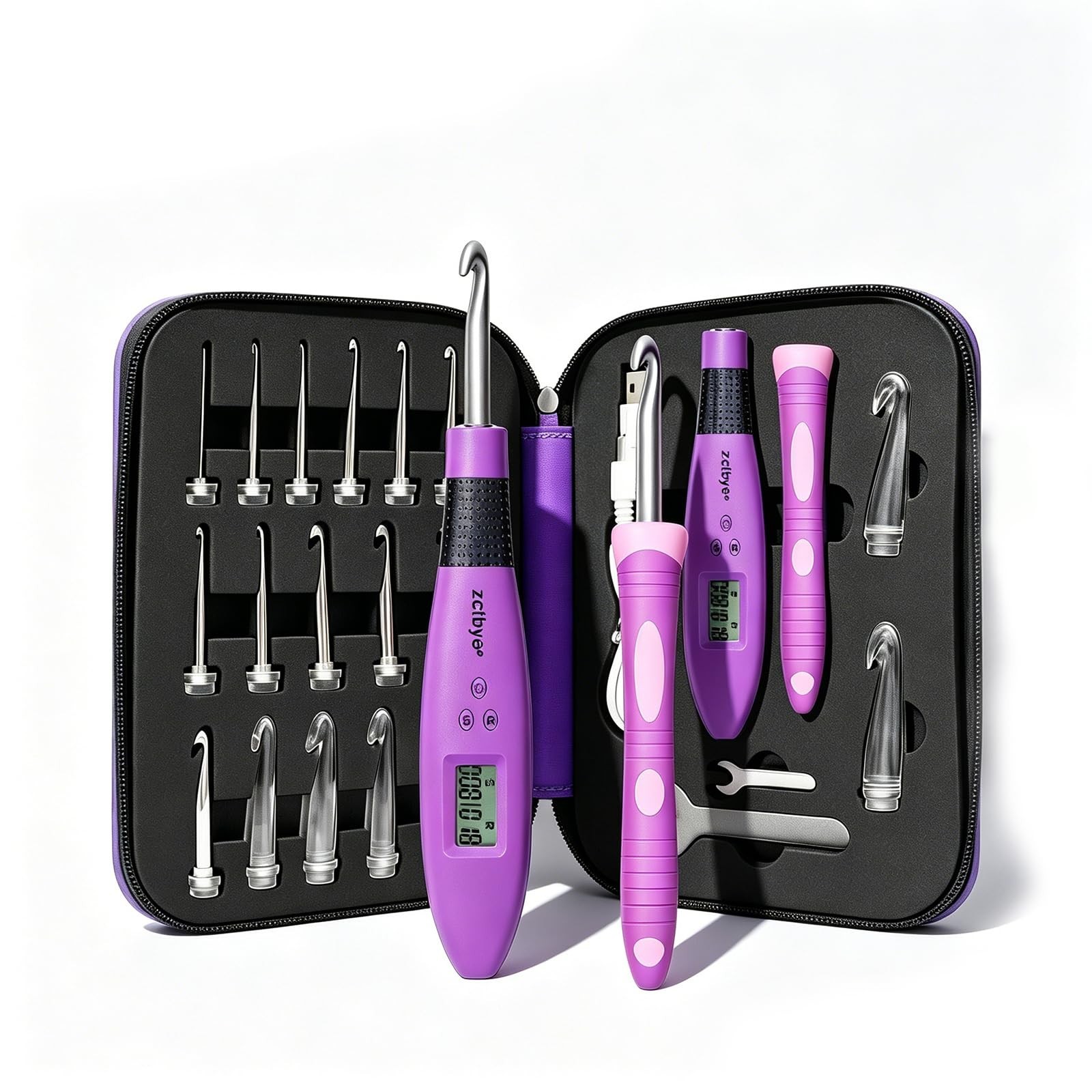 BZVV Light Up Crochet Hook Set Everything Crochet Counter 18 Different Size |...