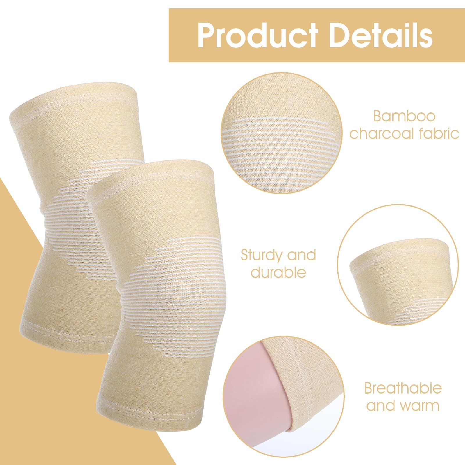 AOZUO Bamboo Knee Sleeve, Elastic Compression Brace Large, Complexion