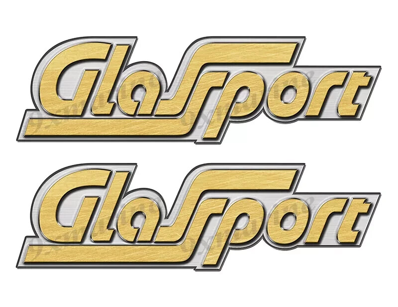 GLASSPORT Brushed Metal Gold Vinyl Decal Boat Stickers 2 PC Set, 10"x 3"