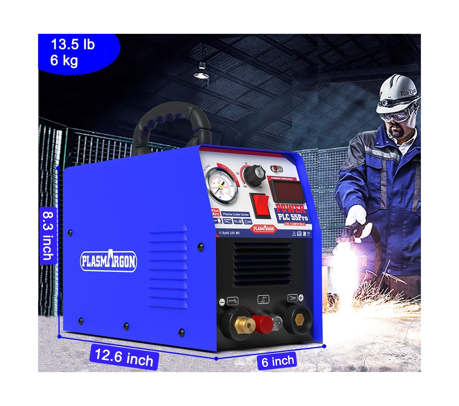 Plasma Cutter Pilot Arc 55A Non-touch Plasma Cutter machine PLC55P Dual Volta...