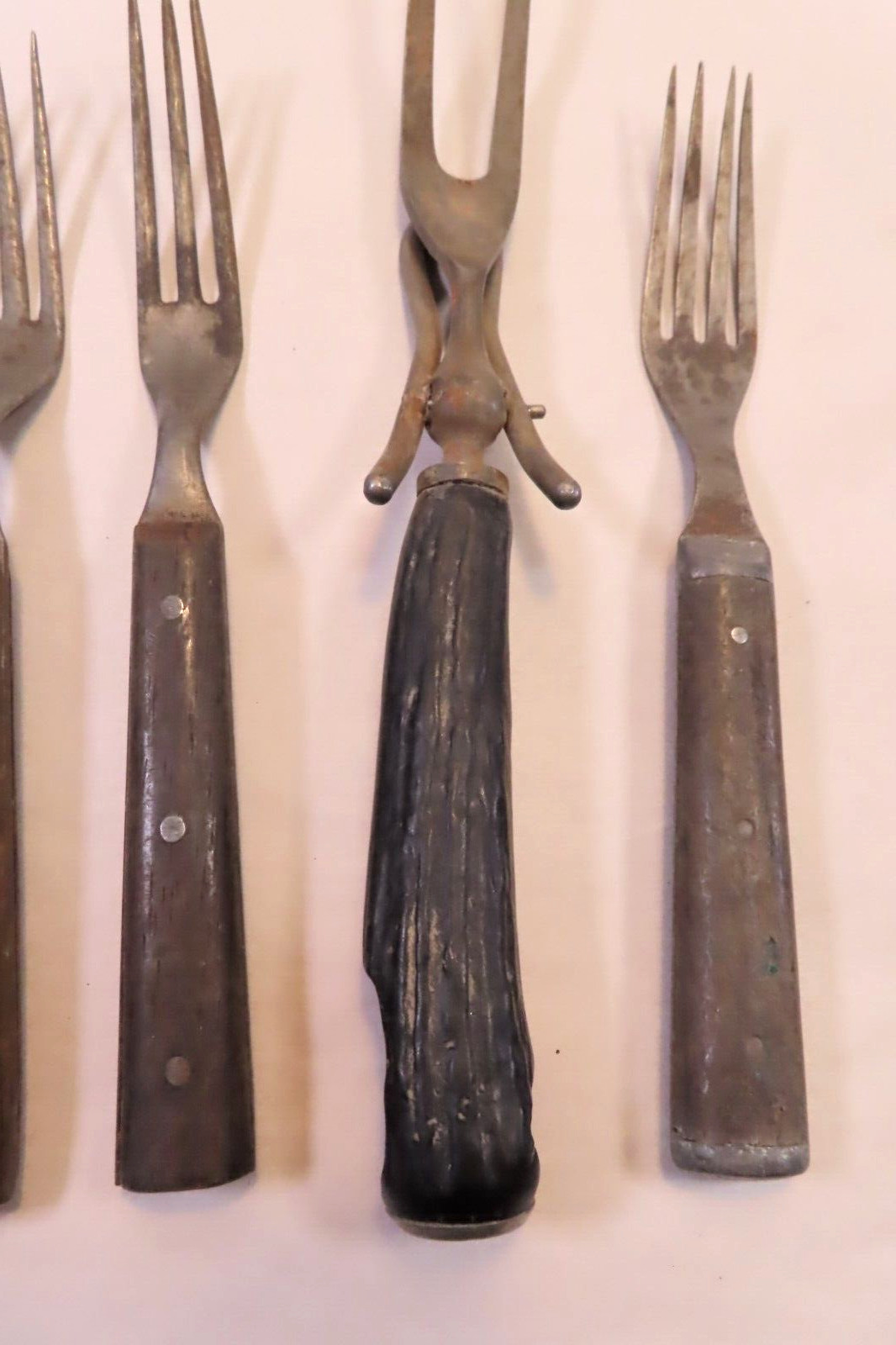 Antique Civil War Era Carving Fork and (6) Dinner Forks