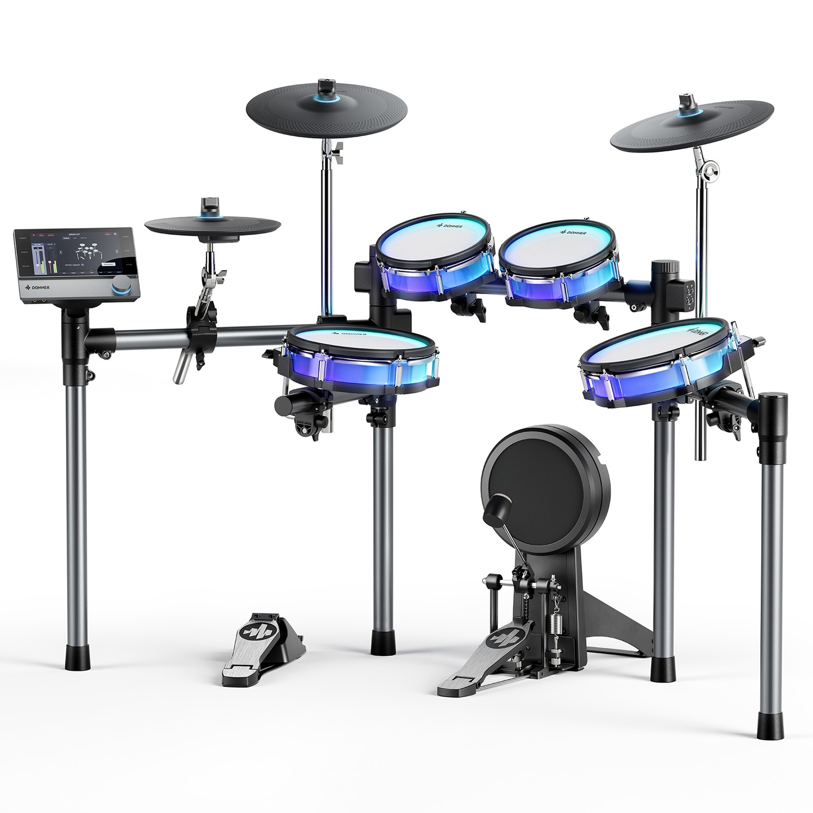 Donner BackBeat E-Drum Set 100 Drum Kit 1100 Sounds 50 Demo LED RGB Light Pad