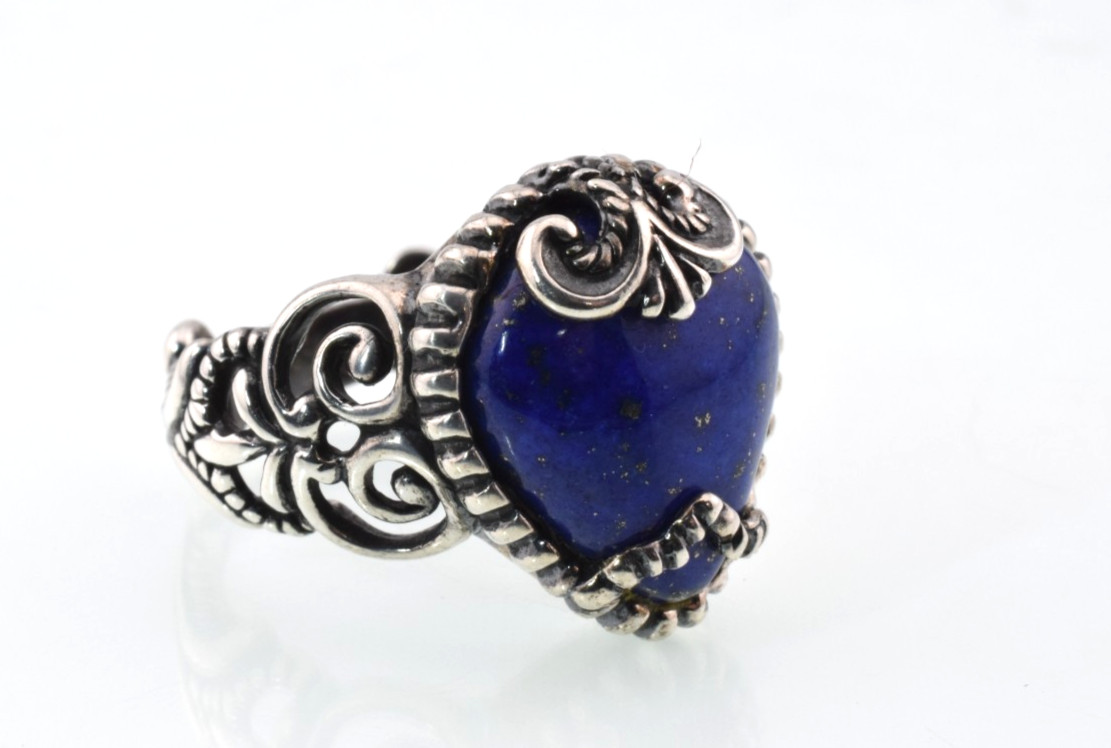 Carolyn Pollack Relios Lapis Heart Ring in Sterling Silver Size 8