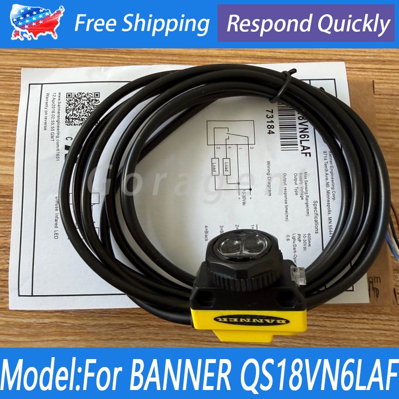 Photoelectric Sensor Switch 10-30VDC For Banner Engineering QS18VN6LAF 73184 USA