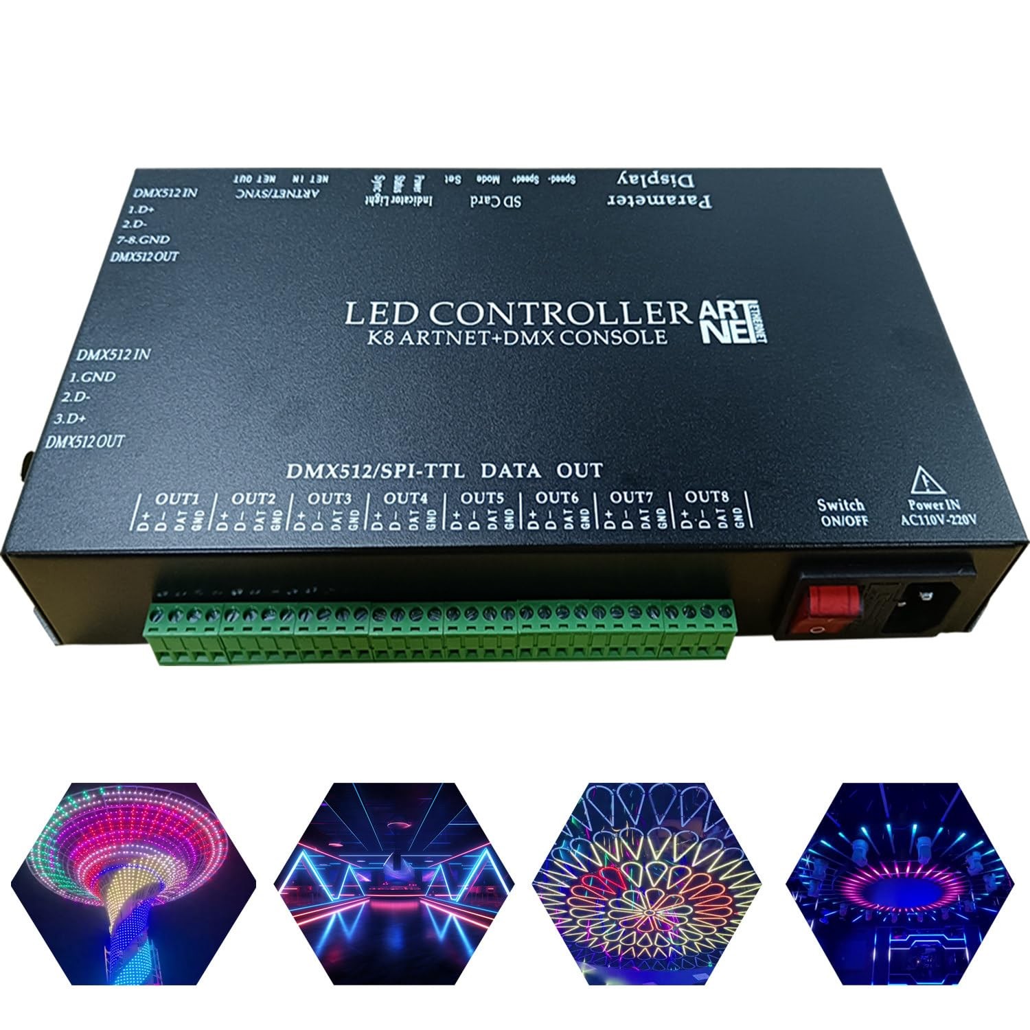 AUTUNEER Madrix Artnet DMX LED controller 8 port