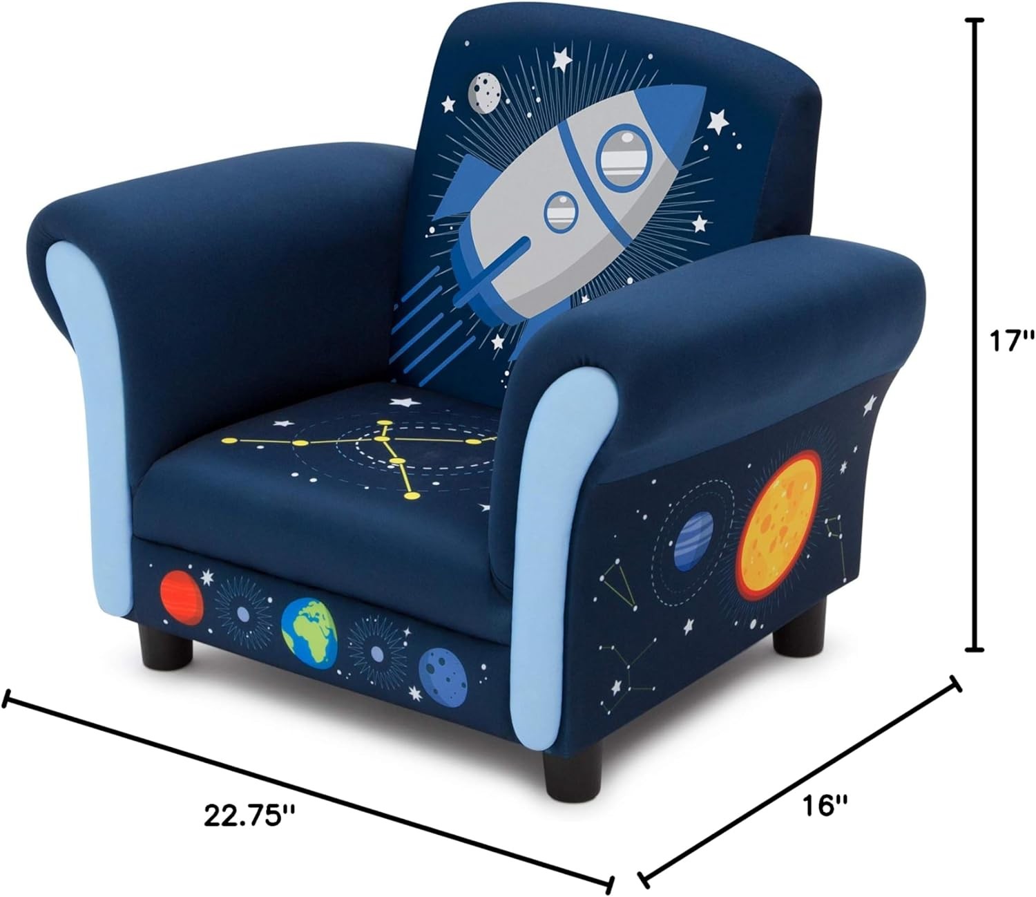 Kids Upholstered Chair Durable Construction Home Living Room Children Chair Blue