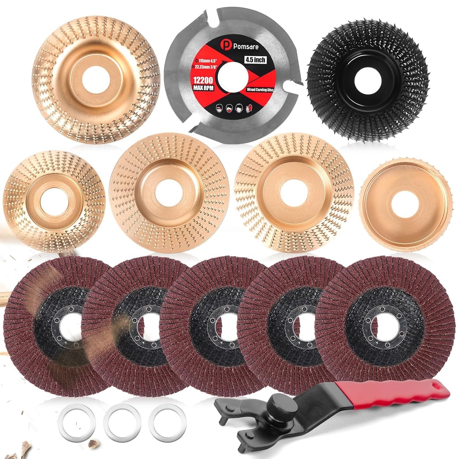 Juego de 13 discos para tallar madera para accesorios de amoladora angular de 4