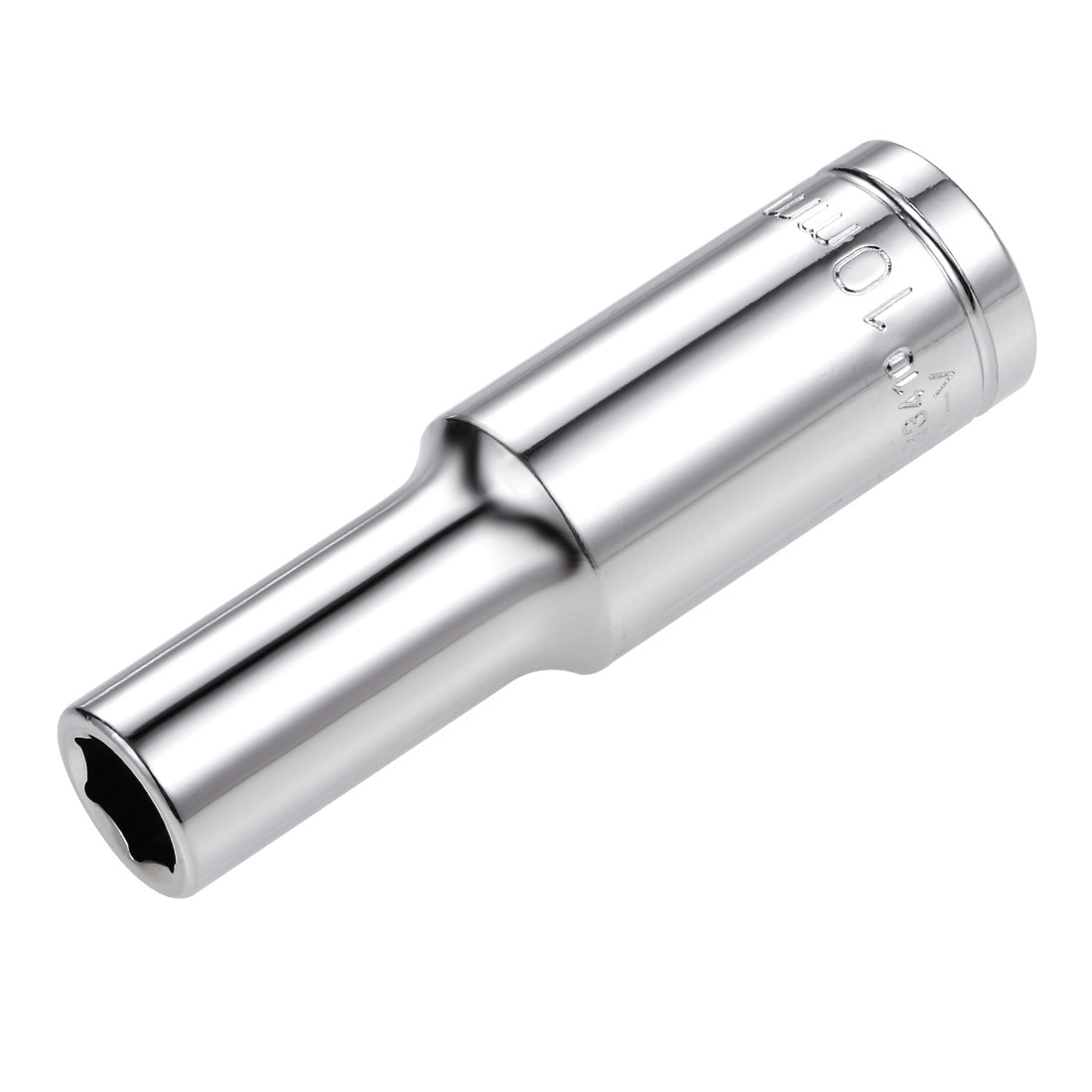 1/2 Inch Drive 6 Point Deep Socket 10mm Metric Cr-V Chrome Steel