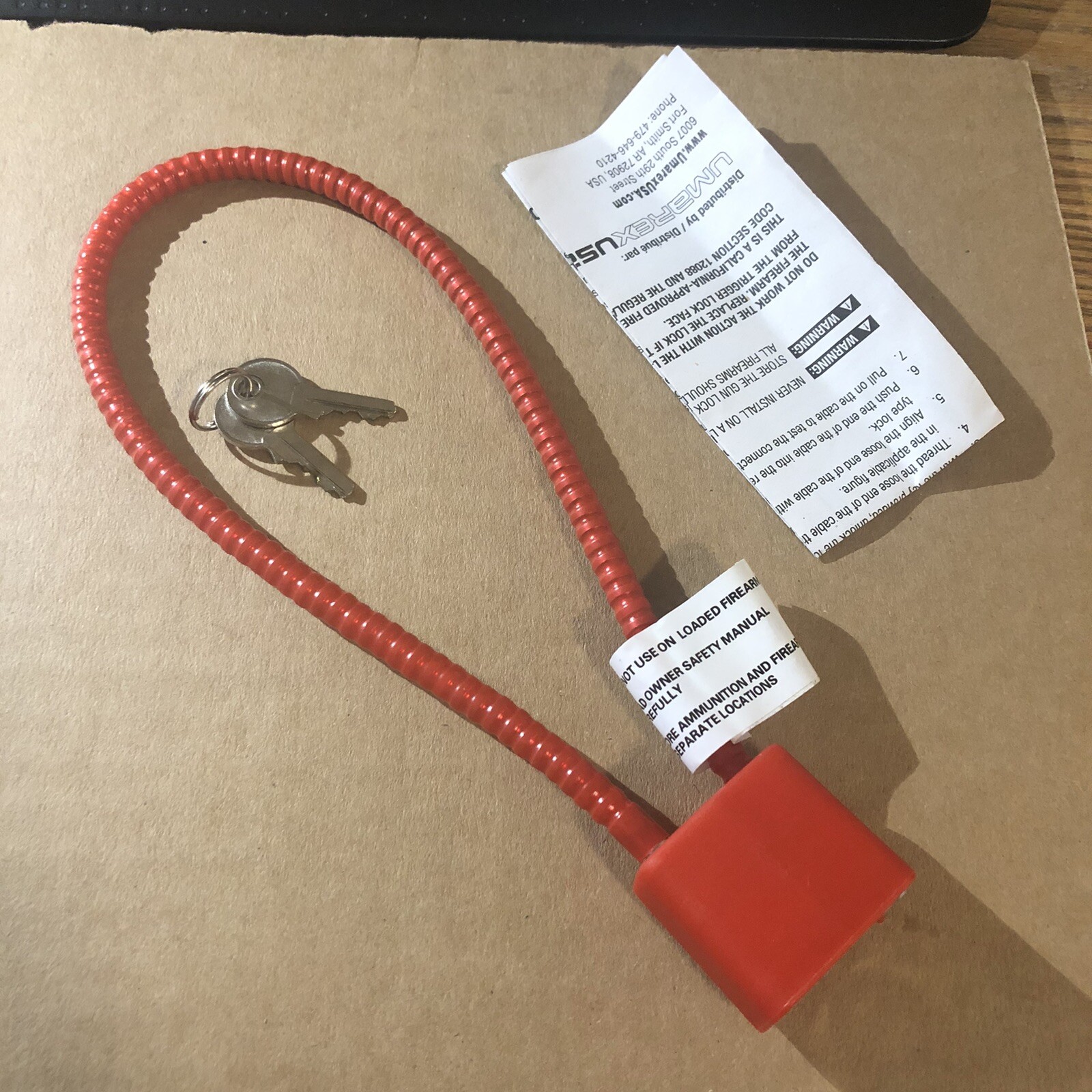 Walther Regal Firearm Gun Safety Cable Lock Brand New R15SC3 15" 2 Keys NEW