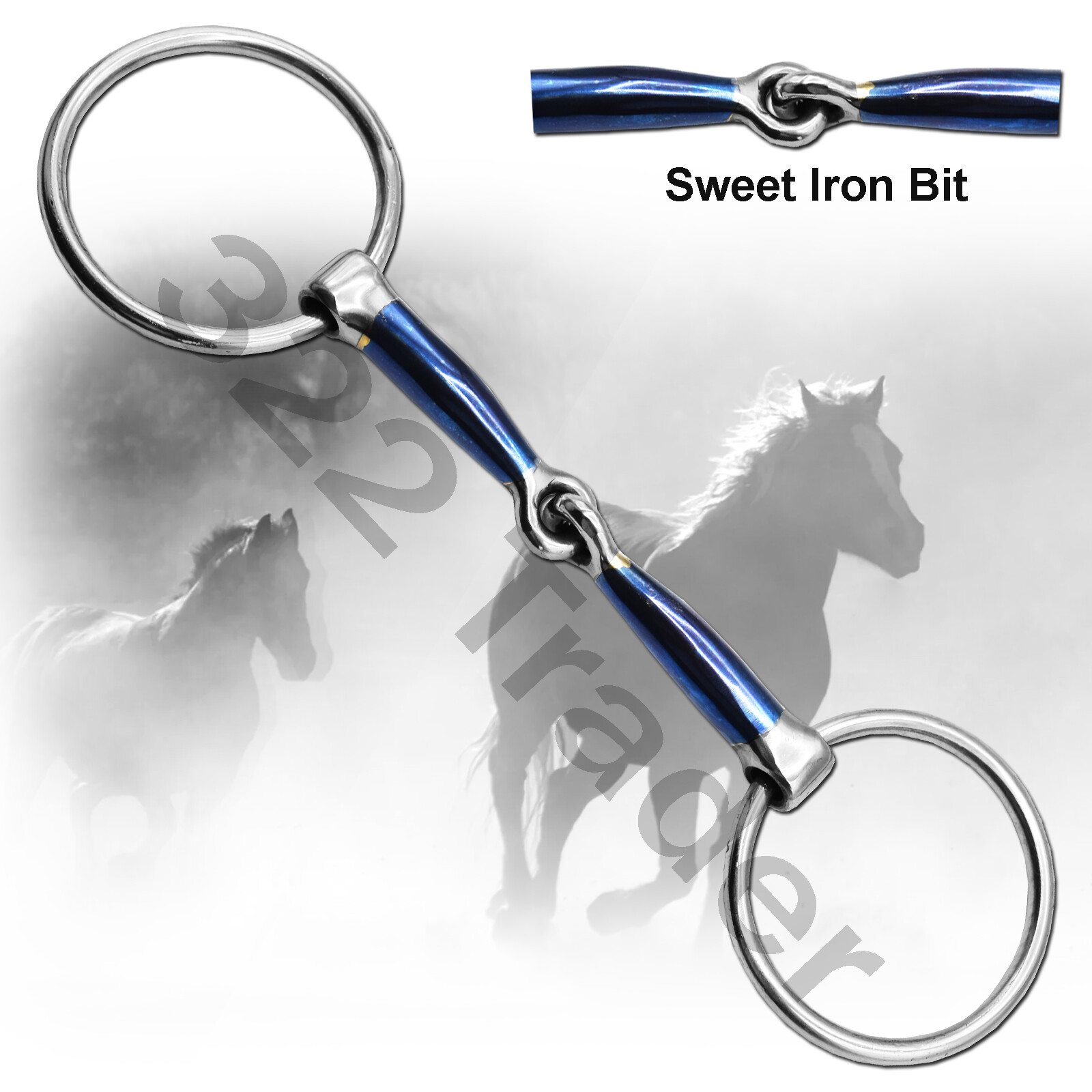 Blue Sweet Iron Horse Mouth Bit With Loose Ring Ultra Calmed Happy Horse