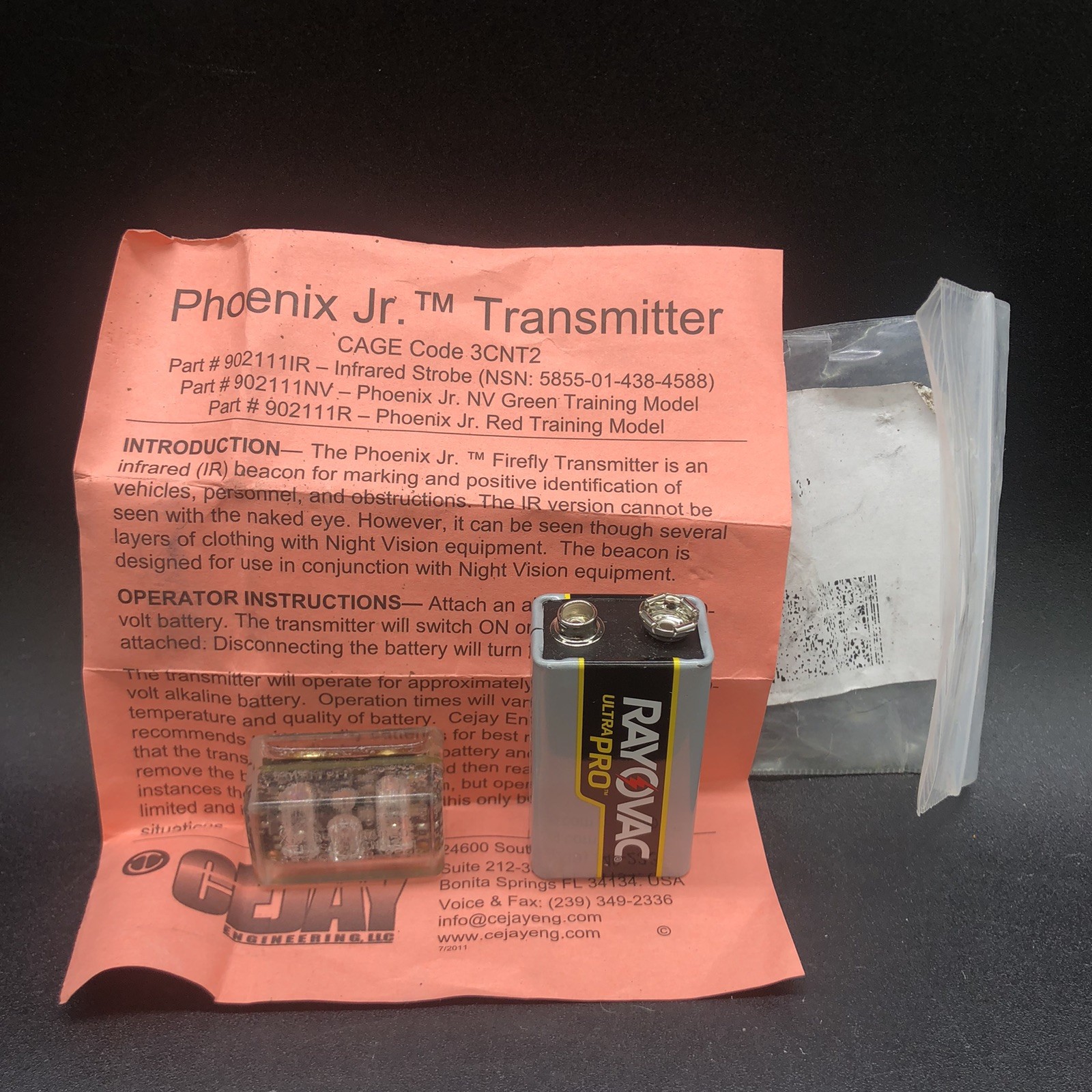 US Military Phoenix Jr. Transmitter IR Strobe Beacon XMTR Infrared Flash 3CNT2