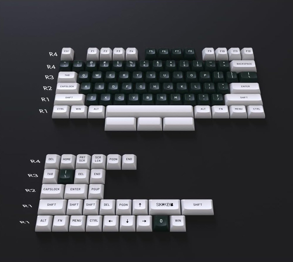 SIKAKEYB PBT Doubleshot Keyboard Keycaps · WHITE / GREEN · 60/64/68/84 · NEW!