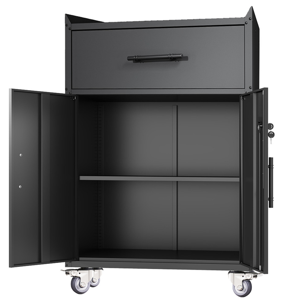 Lockable Garage Storage Cabinet,Metal Rolling Tool Chest with 2 Door & 1 Drawer