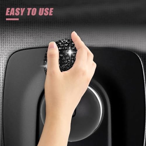 Car Push Start Button Cover, Rhinestone Engine Start Stop Button Joystick Black
