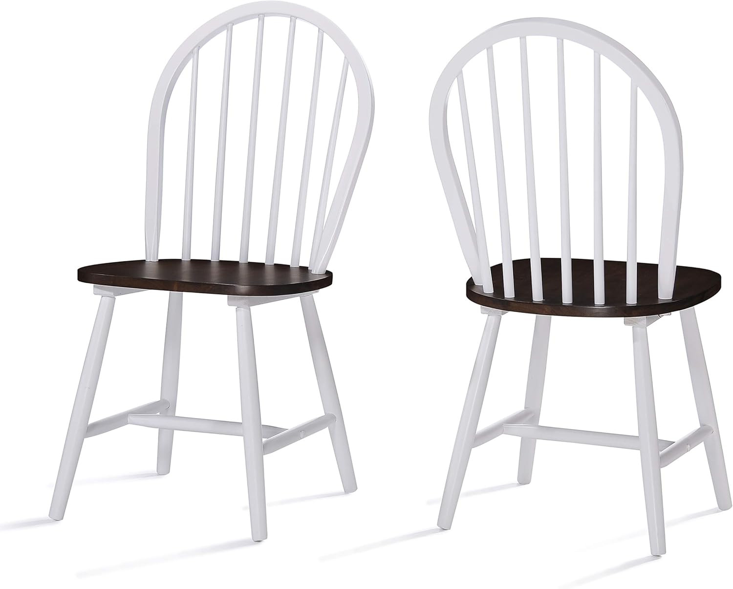 Declan Farmhouse Cottage High Back Spindled Rubberwood Dining Chairs, 2-Pcs Set,