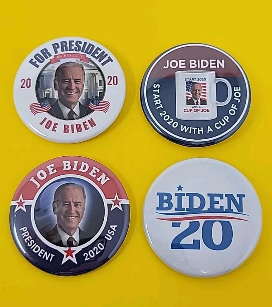 Lot of 4 Joe Biden For President Pinback Button 2020 Cup Of Joe Unused RARE