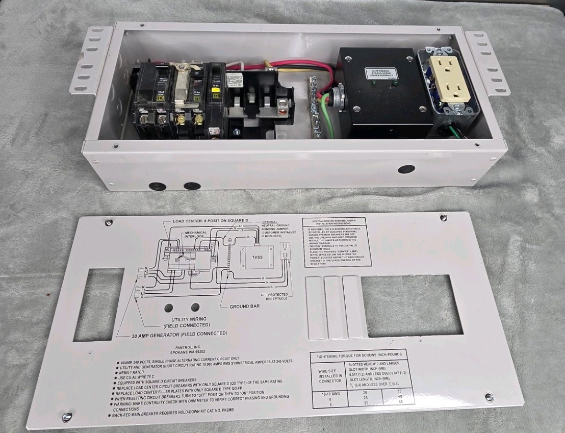 Purcell 60A Generator Transfer Switch Panel w/ Square D QO Breakers & Surge
