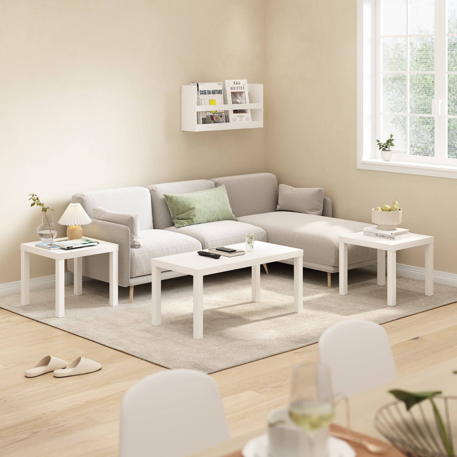Classic Square Side Table, Set of 2, White